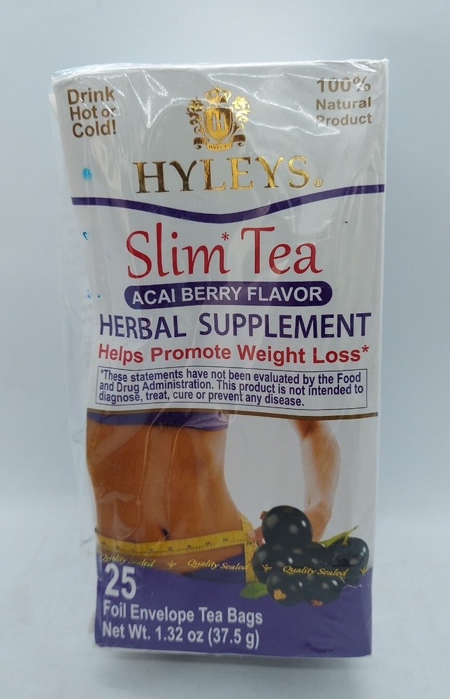 Hyleys Slim Tea Acai Berry Weight Loss Herbal Supplement Cleanse & Detox 25ct-image