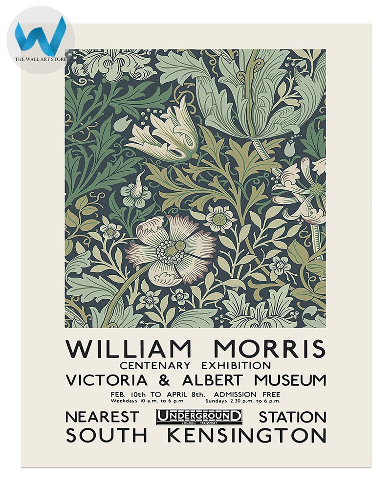 William Morris Exhibition Poster - Floral Wall Art - 12X16/16X20/18X24/24X36