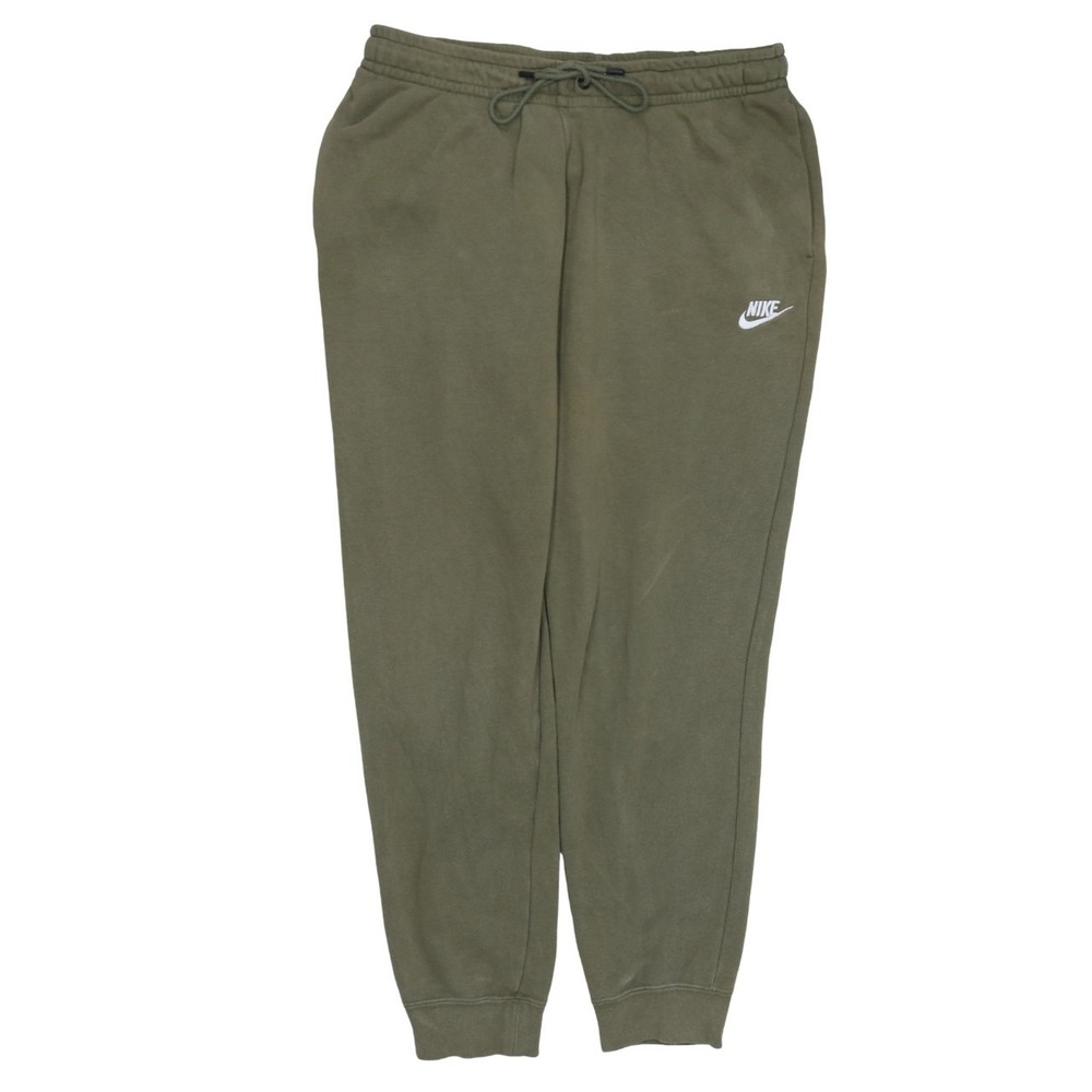 Nike Mens Joggers Khaki Green Fleece Sweatpants Elastic Waist Pockets M Relax