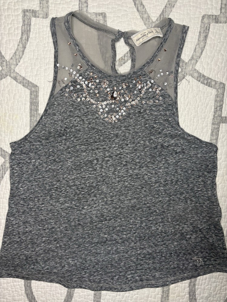 Grey Abercrombie & Fitch Sleeveless Tank With Sequins And Beading. Size S