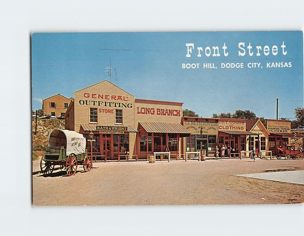 Postcard Front Street Boot Hill Dodge City Kansas USA