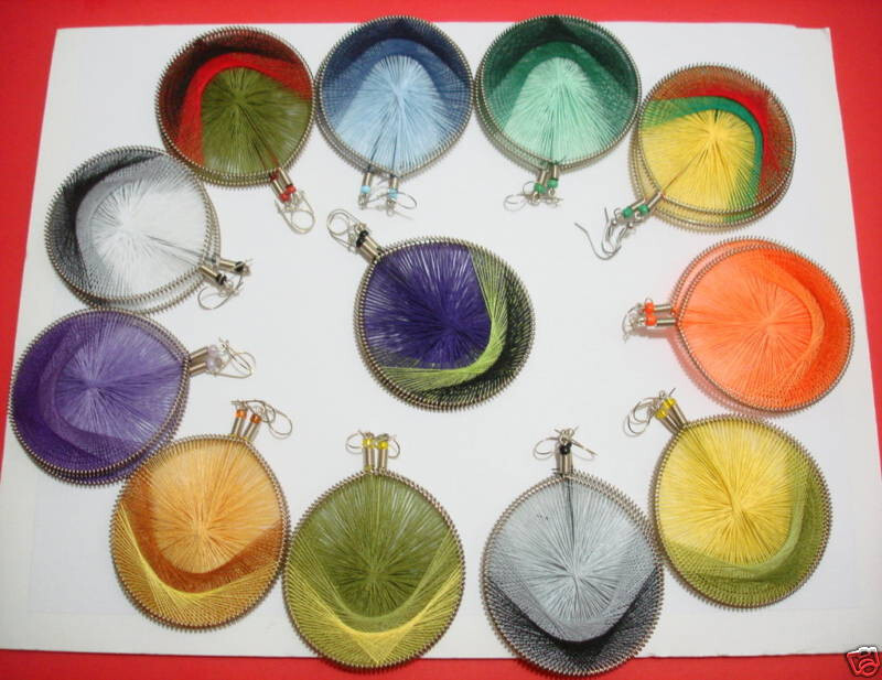 Wholesale of 12 pairs of Thread earring Assorted colors Round  Size 212 A