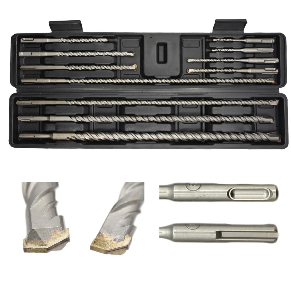 11PCS SDS Plus Rotary Hammer Drill Bits, Carbide-Tipped Masonry Drill Bits an...