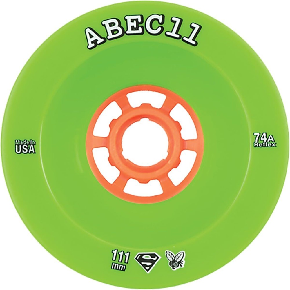 Abec 11 Superfly 111mm 74A Lime/Orange Skateboard Wheels (Set of 4)