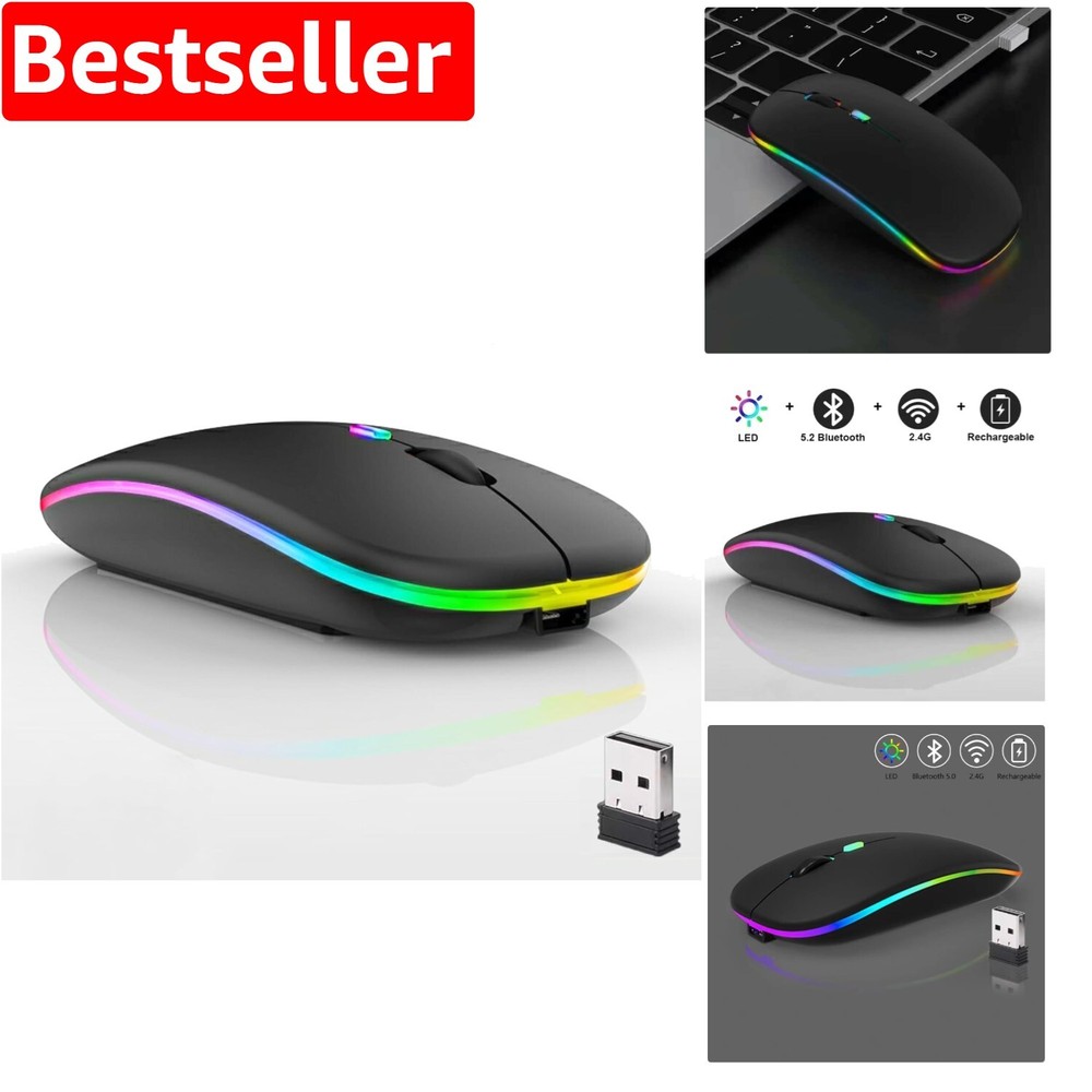Wireless Ergonomic Bluetooth Mouse with LED Color Changing & Rechargeable Battery