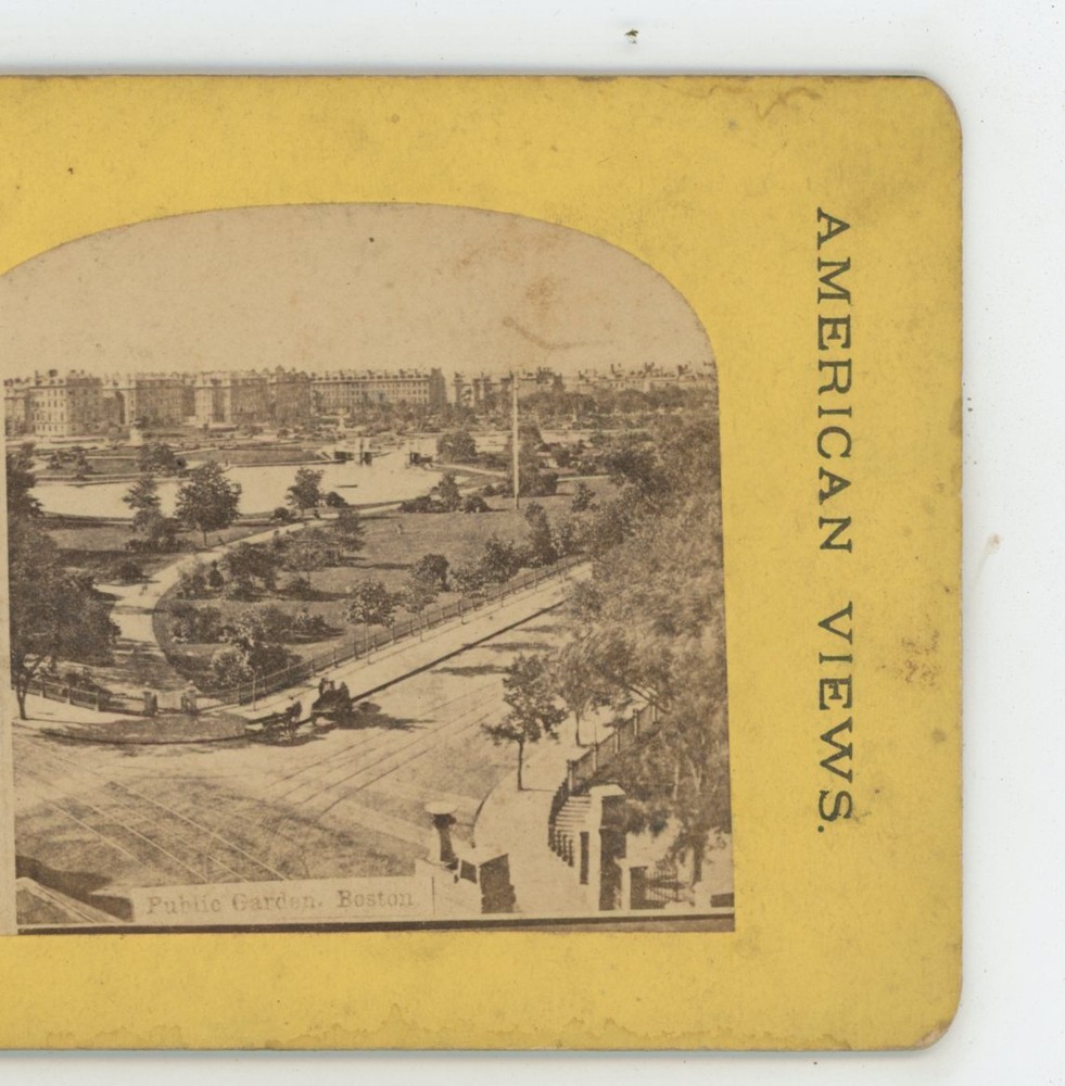 Birdseye Corner View Public Garden Boston MA Massachusetts Stereoview
