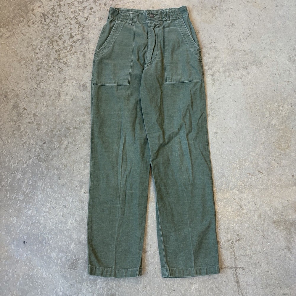 Vintage 60s Type 1 OG-107 Sateen Vietnam War Trousers Pants Green US 24x29**
