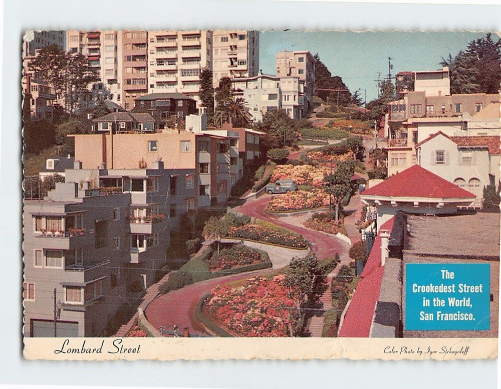 Postcard The Crookedest Street in the World Lombard Street San Francisco CA USA