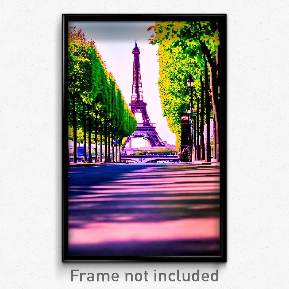 Pixel Art Poster - Spotless Paris (8 Bit Psychedelic Trippy Video Game Print)
