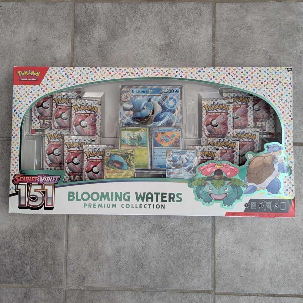 Pokemon TCG 151 Blooming Waters Premium Collection Box Card Packs NEW SEALED