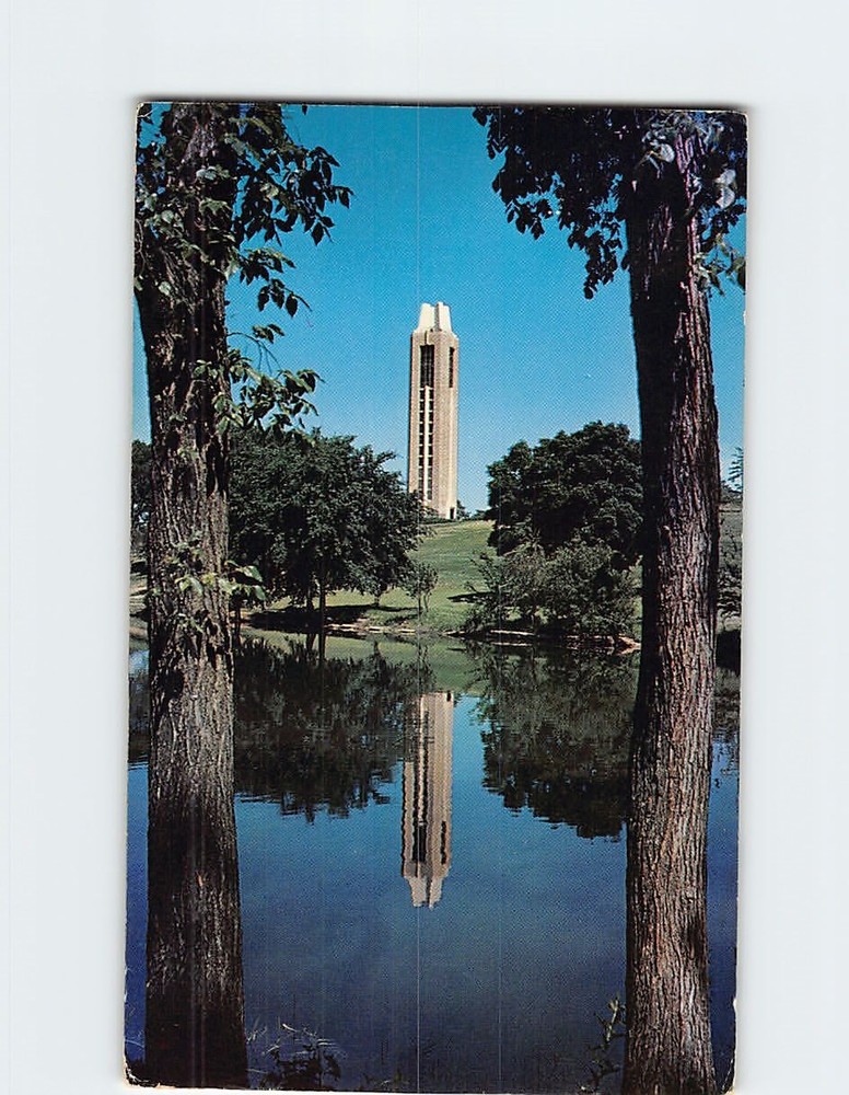 Postcard World War II Memorial Campanile University of Kansas Lawrence USA
