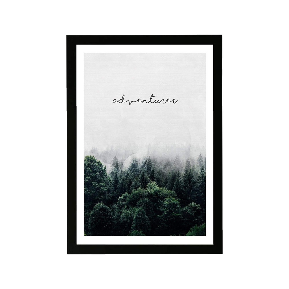 Typography Framed Wall Art Prints 'Adventurer Wilderness' Motivational Quotes...