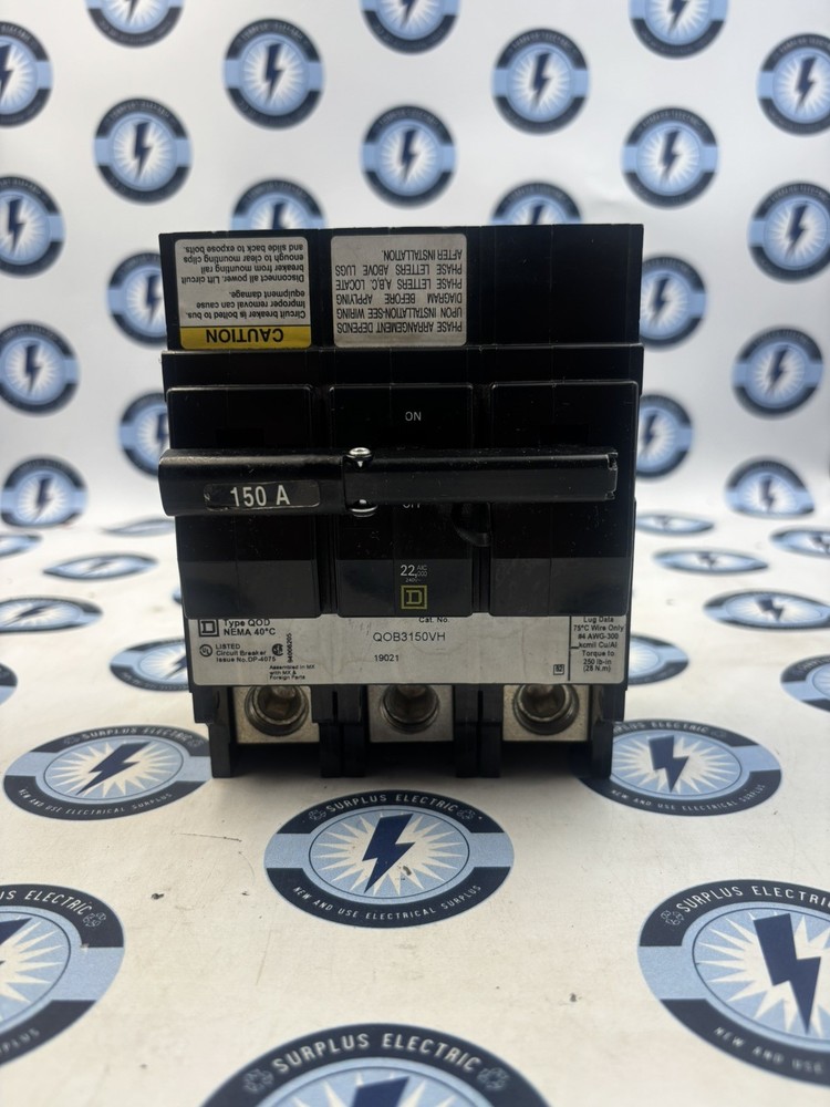 NEW Square D QOB3150VH 3 Pole 125 Amp 240 Volt 22kA@240V Circuit Breaker