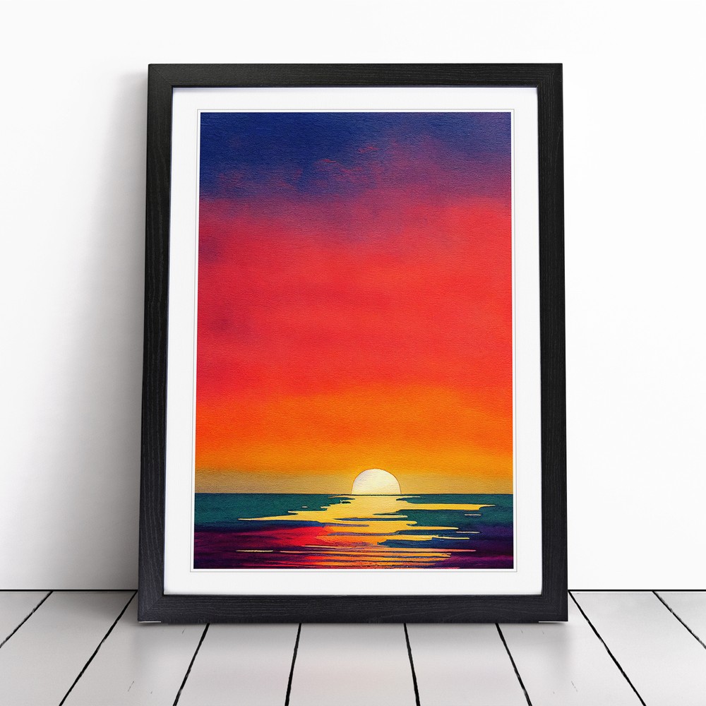 An Ocean Sunset No.5 Wall Art Print Framed Canvas Picture Poster Decor