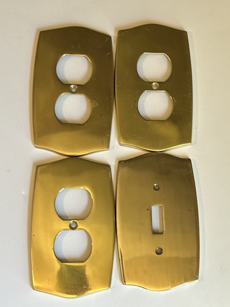 Vintage Outlet Cover Plate•Rectangle•Heavy Brass•*Hardware•Matching Set Of 4•5x3