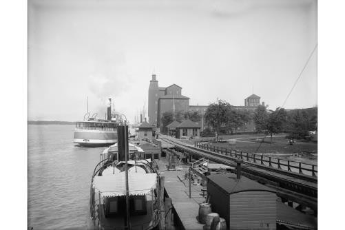 Ferry landing,piers,wharves,docks,boats,ships,steamers,Walkerville,Ontario,1905