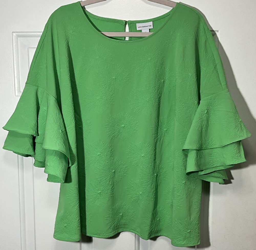 Liz Claiborne Elegant/Business/Casual Blouse/Top Absinthe Green Size 1X-image
