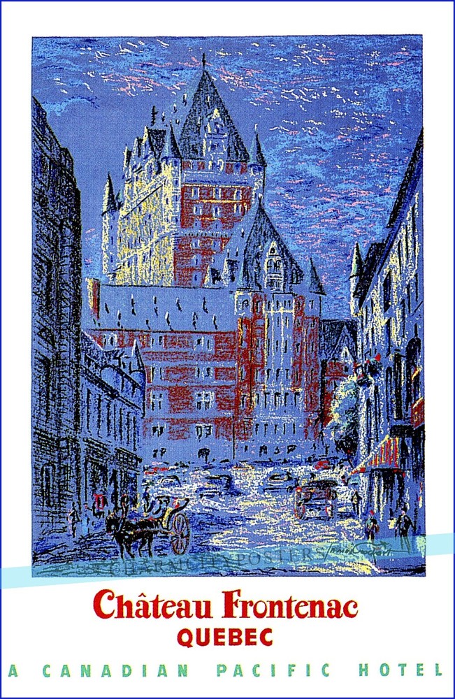 1954 Chateau Frontenac Quebec Canada Vintage Travel Poster Retro Wall Art