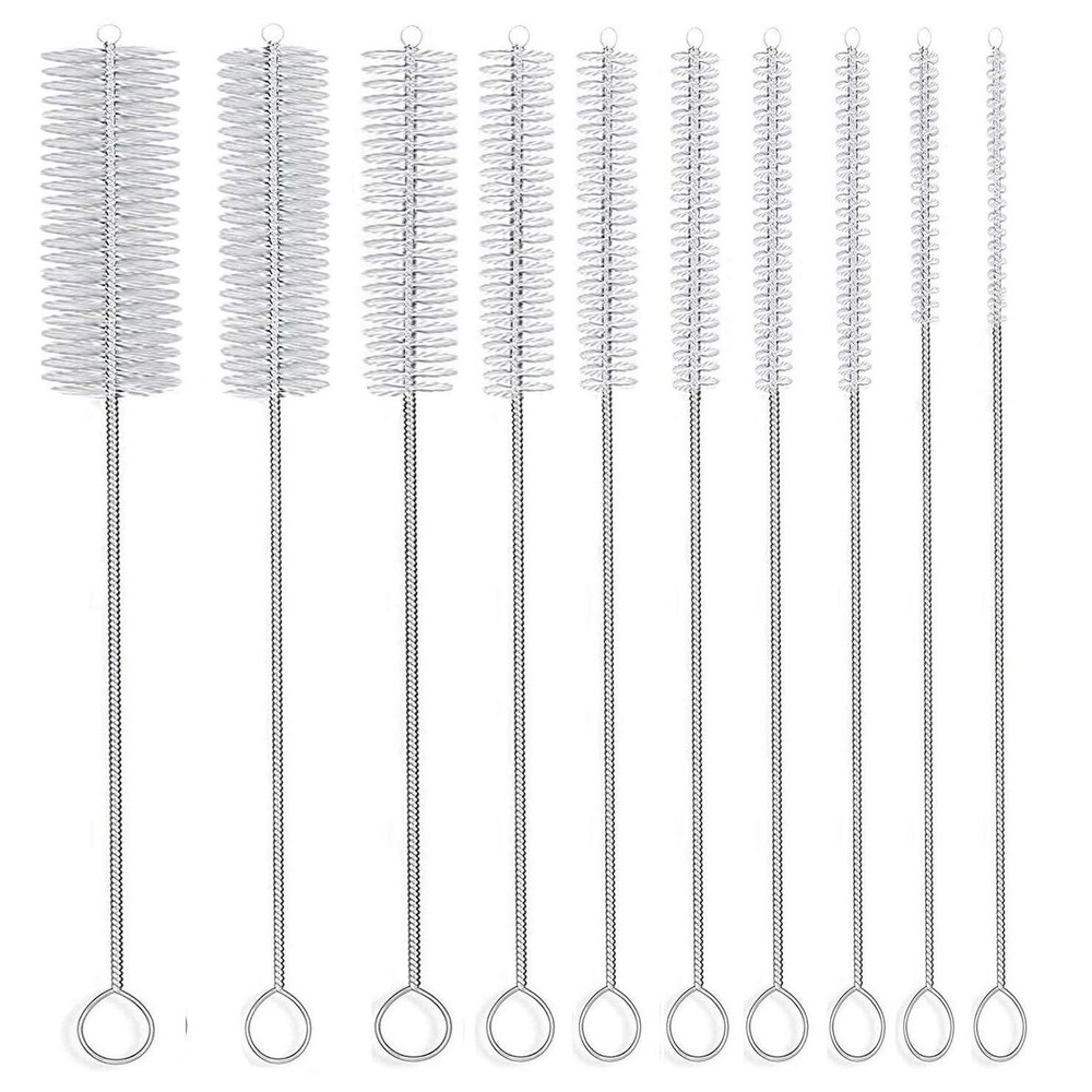 Long Straw Brush, Nylon Pipe Tube Cleaner 8-ihch 10 Different Diameters Set o...
