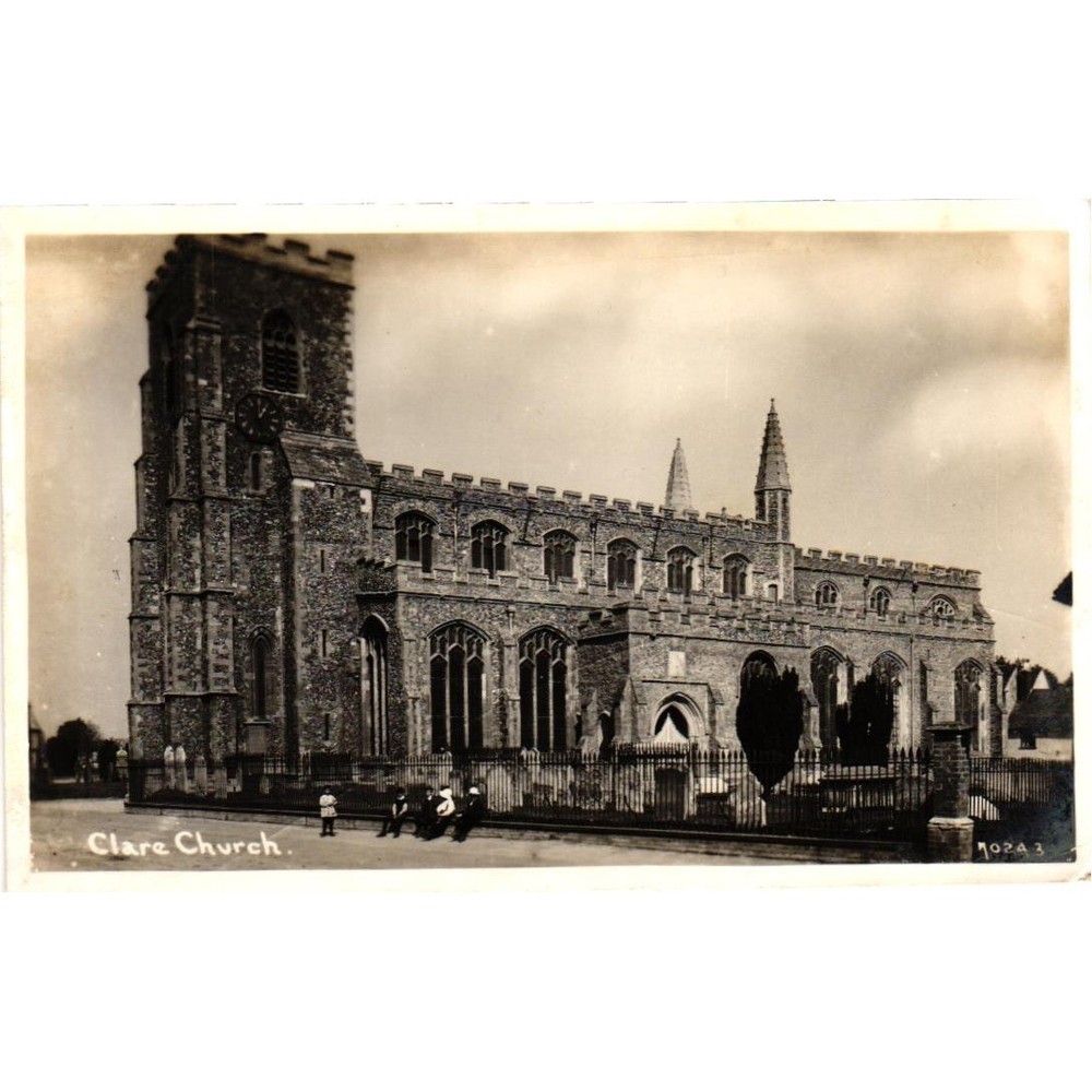Vintage Clare Church Suffolk England RPPC Real Photo Postcard British Unused