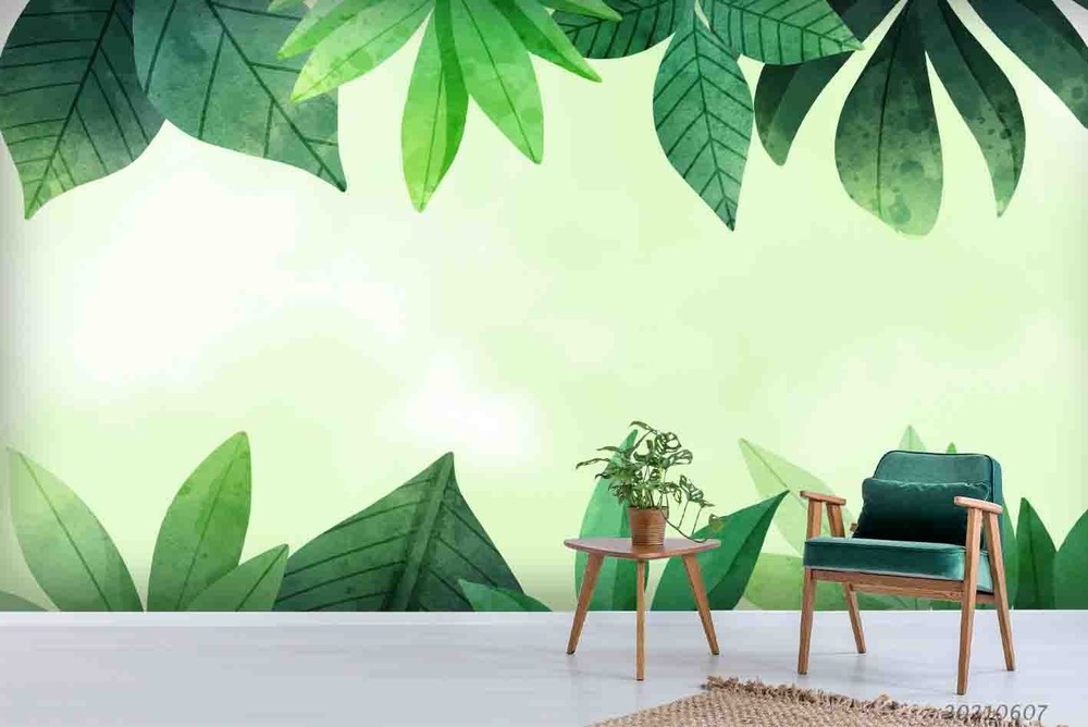 3D Plants Leaves Watercolor Wall Murals Wallpaper Murals Wall Sticker 22