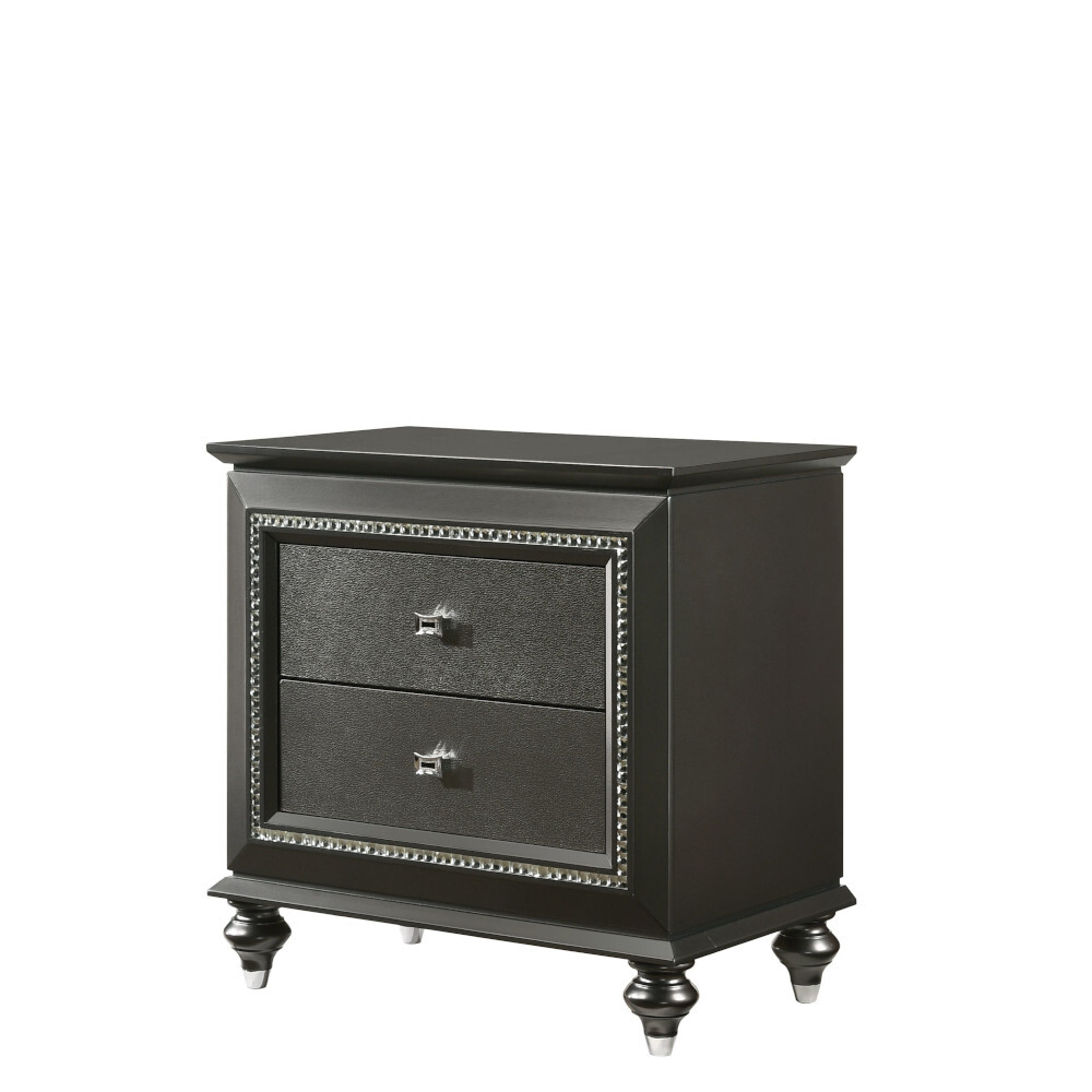 NEW Kaitlyn Metallic Gray Finish Nightstand