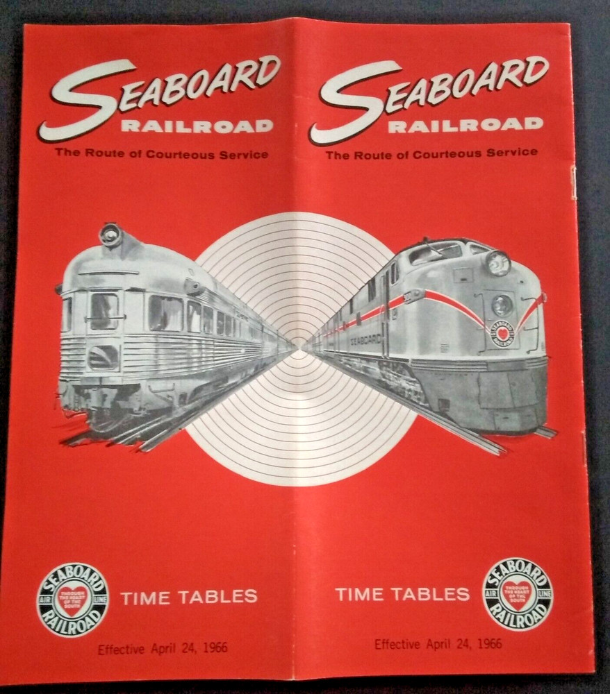 Vintage SEABOARD RAILROAD RR TIMETABLE Brochure,Schedule,Pamphlet April 1966