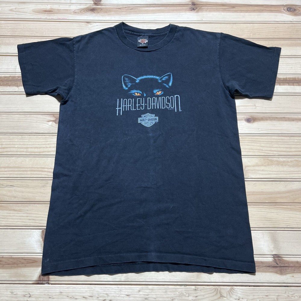 Vintage 1995 Harley Davidson Wolf Shadow Conroe Texas Bull Skull Shirt - Medium