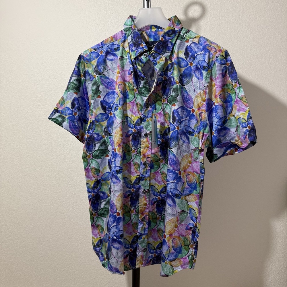 Robert Graham Gordon Men's XL Shirt Tailored Fit Short Sleeve Floral Multi NWT