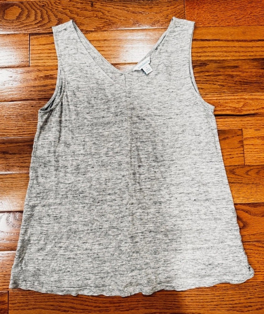 Sundance Womens Grey 100% Linen V-Neck Tank Top Sleeveless Shirt Size S Portugal