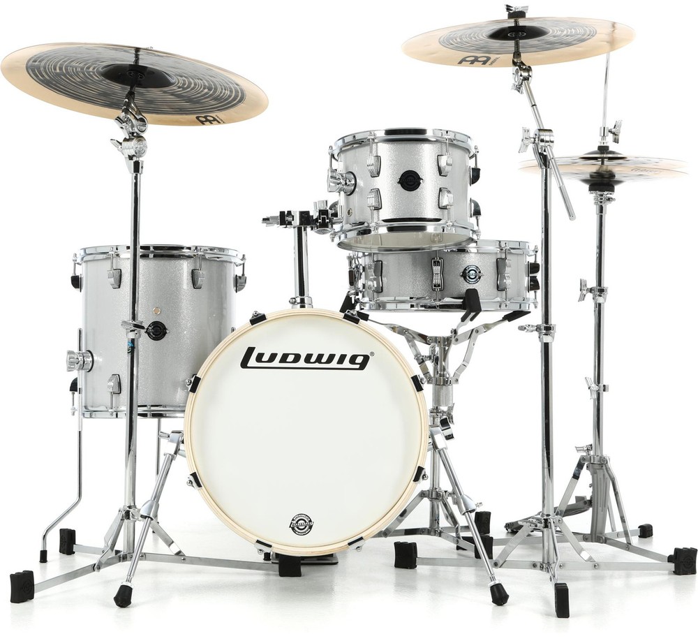 Ludwig Breakbeats 2022 By Questlove 4-Piece Shell Pack with Snare Drum in Silver – Compact, Portable, and Stylish Drum Kit