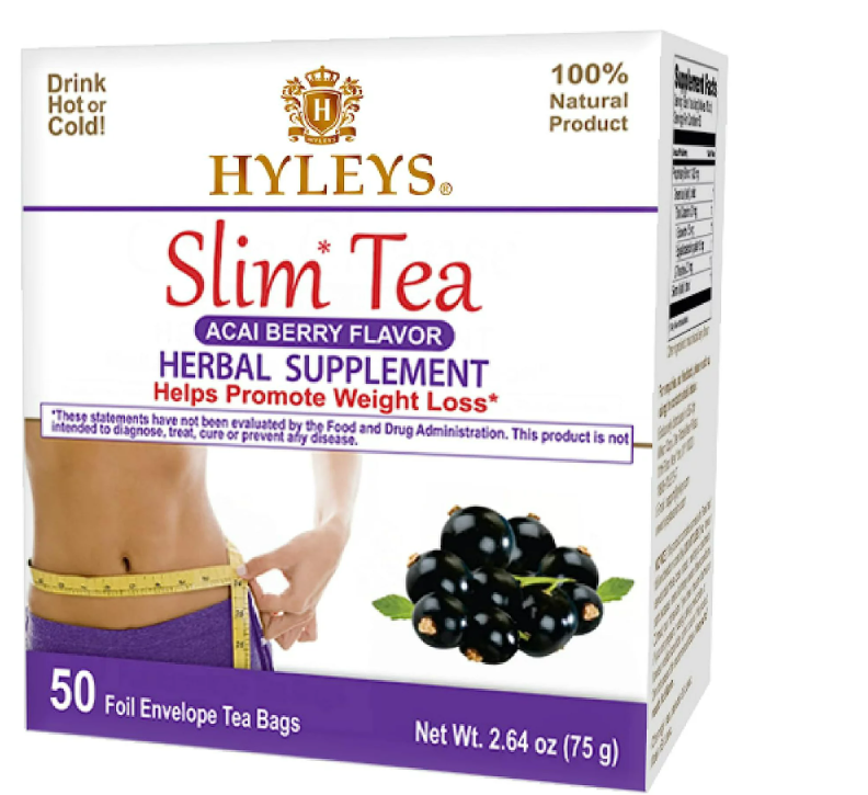 HYLEYS Slim Green Tea  ACAI BERRY 50 Tea Bags Helps Promote Weight Loss-image