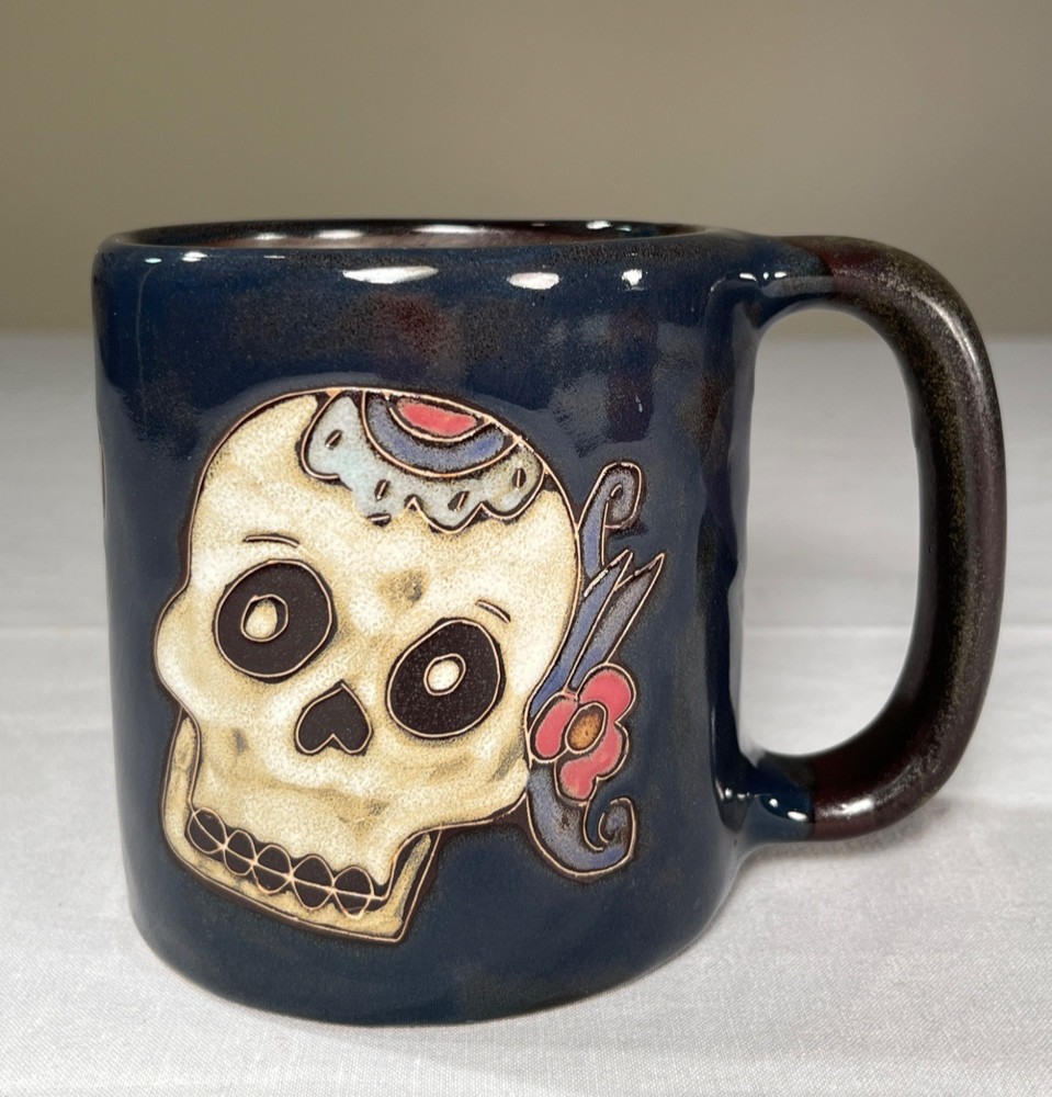 Mara Stoneware Mug - Day of the Dead -Sugar Skull- 16 oz  (610A5) Día de Muertos