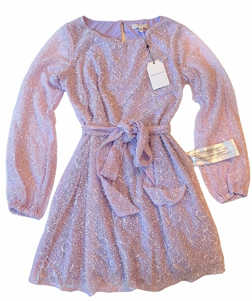 Dress The Population Kirsi Pearl Detail Dress Wisteria Lilac Size XL NWT $438!