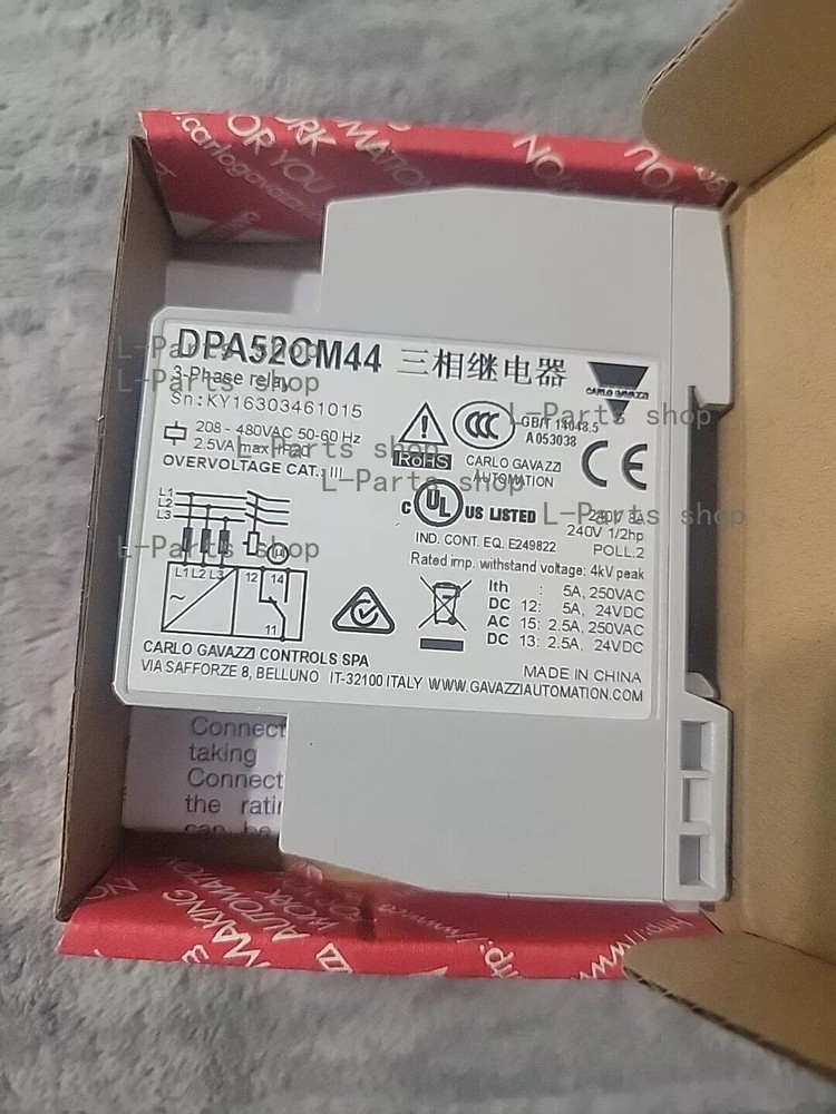 DPA51CM44 CARLO GAVAZZI 3-Phase Monitoring Relay 208-480VAC New In Box