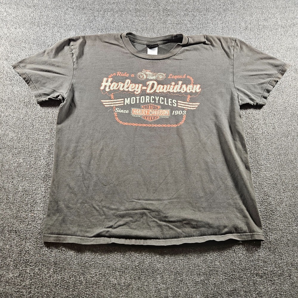 Harley-Davidson Graphic T-shirt Biker Black Double-sided Size XL
