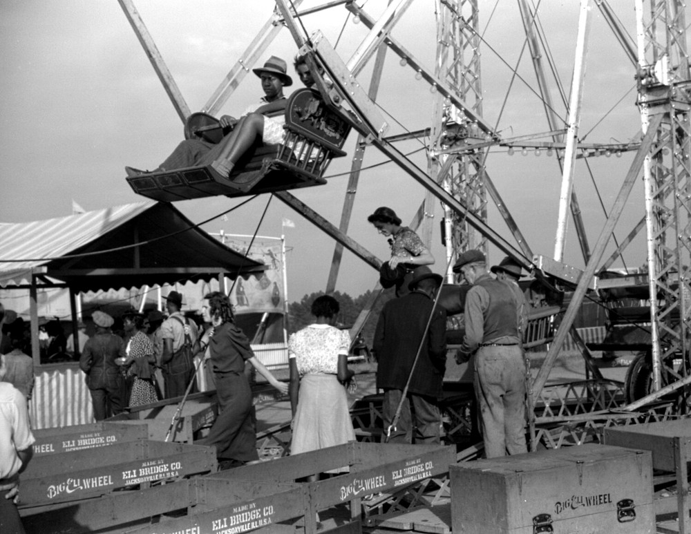 1941 Ferris Wheel, Greene County Fair, GA Vintage Photograph 8.5