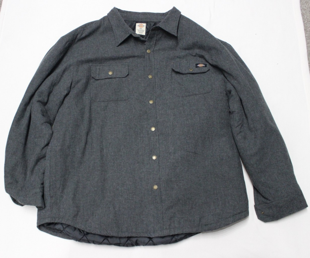 Dickies Men's Jacket Size 3XL Gray Quilt Lined Work Coat Snap Pockets