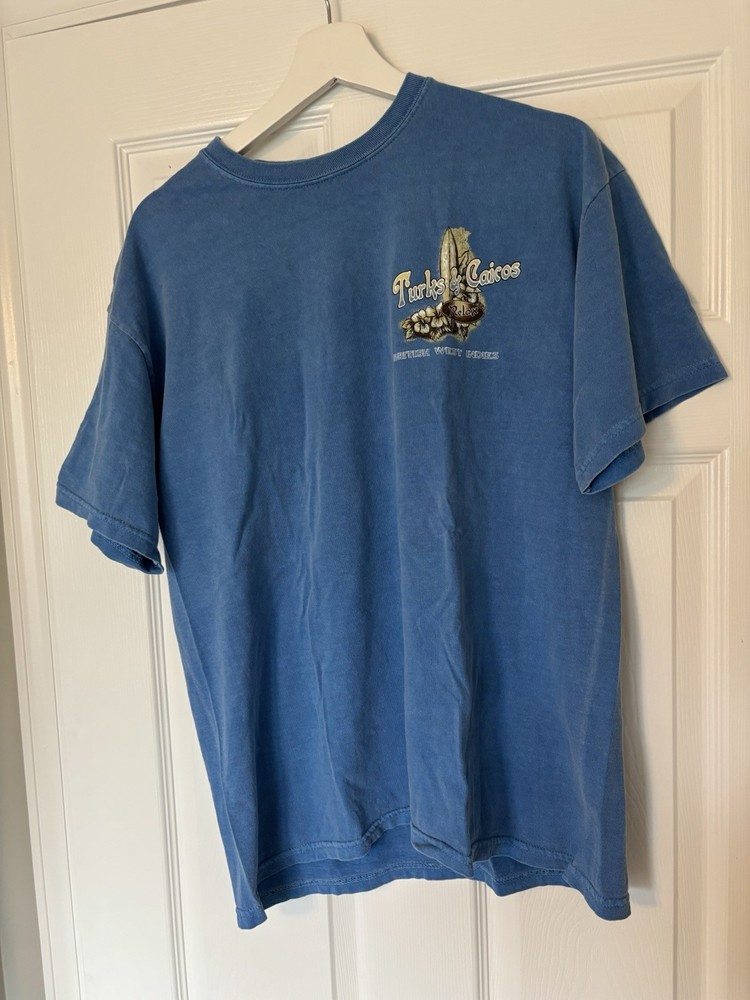 Vintage Gildan Ultra Cotton Men's L Blue Turks & Caicos Graphic Print Tee