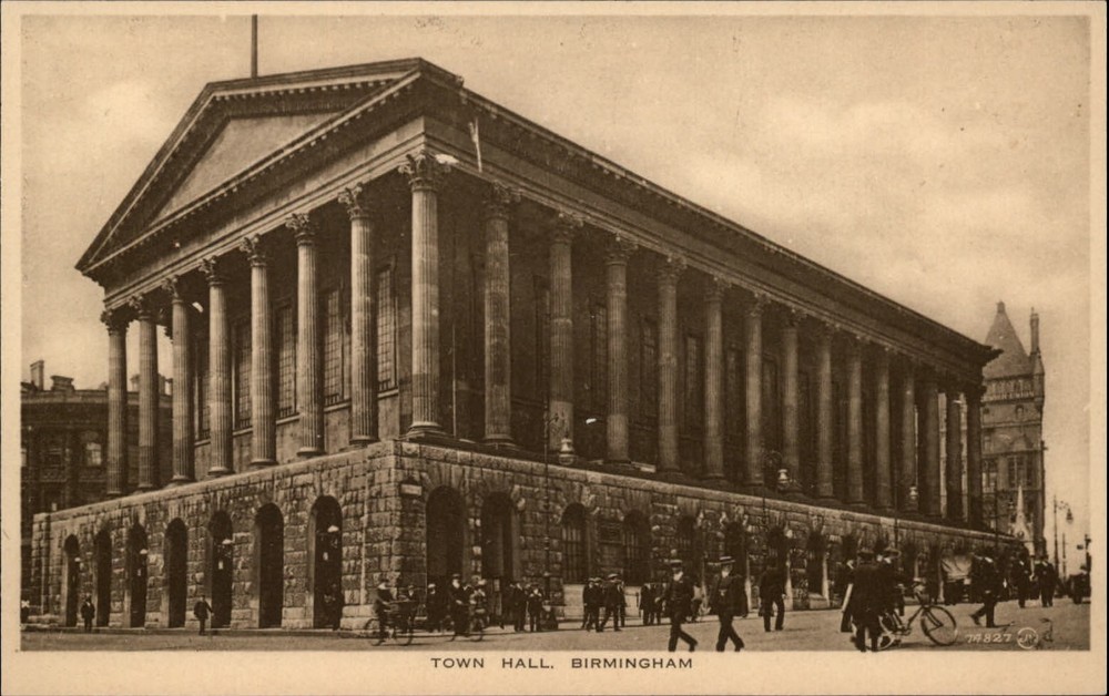 Birmingham West Midlands Co England Town Hall Valentines vintage postcard