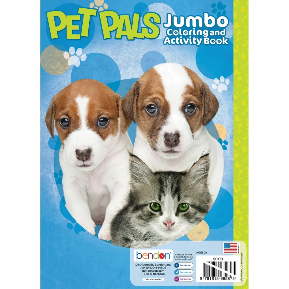 Bendon Pet Pals Jumbo Coloring Book, 64 Pages