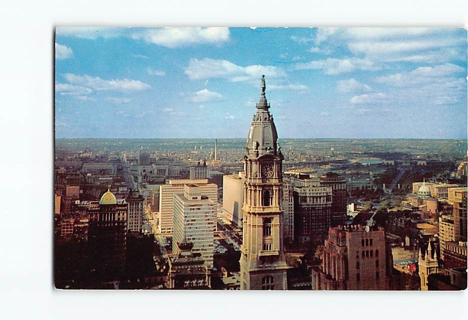 Postcard Birdseye Aerial View City Hall Philadelphia Pennsylvania USA America