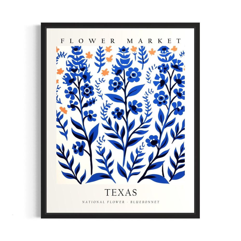 Texas Flower Market Poster Art Print Botanical Collection For Bedroom Wall Art