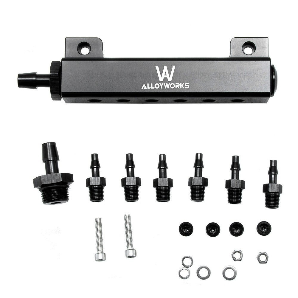 6-Port Vacuum Block Intake Manifold Kit for Turbo Boost Fuel Wastegate 1/8NPT