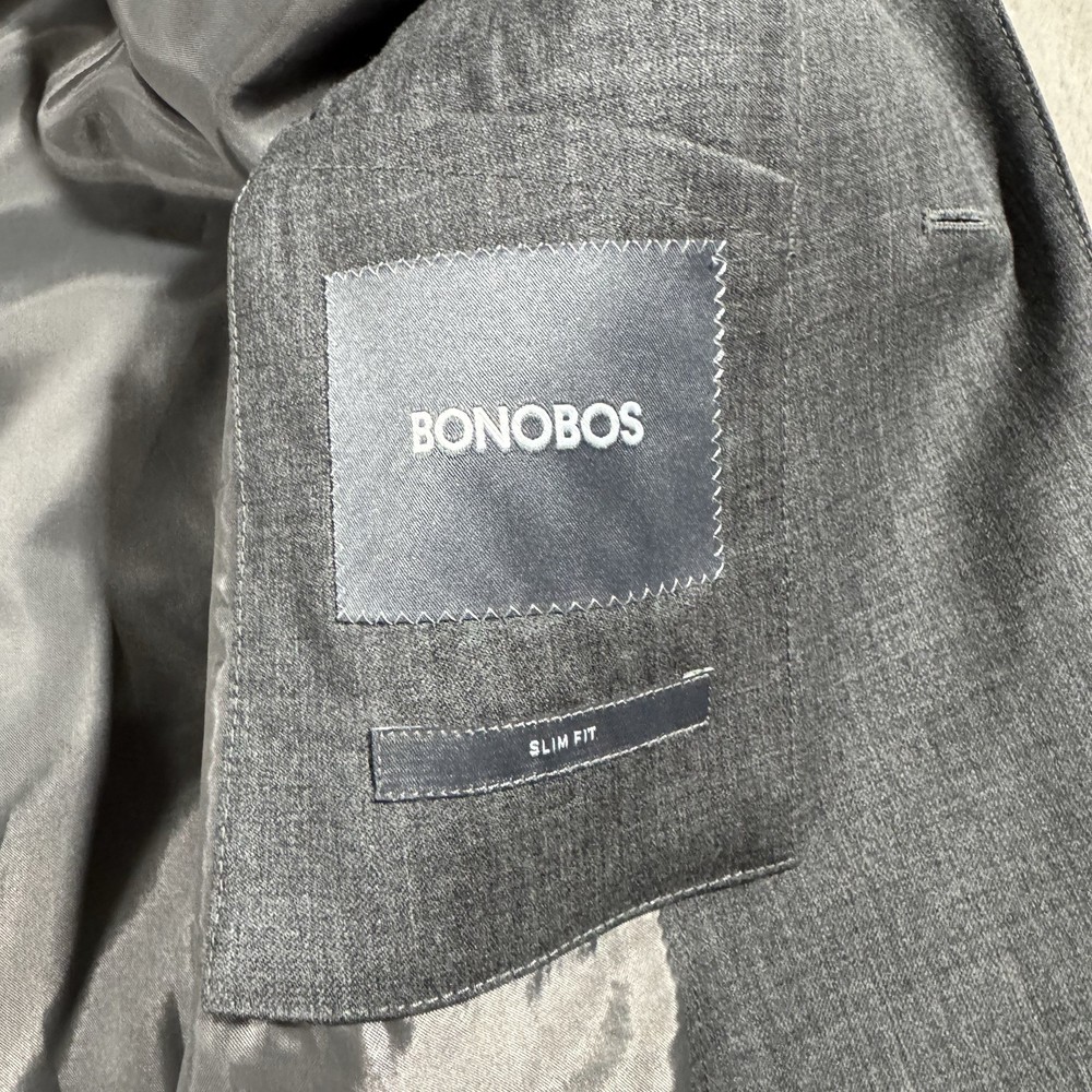 Bonobos Sport Coat Mens 40R Gray Slim Wool Stretch Two Button Blazer Suit Jacket