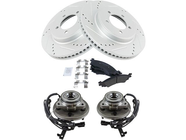 Front Brake Pad and Rotor and Wheel Hub Kit fits Explorer Sport Trac 91TYGK