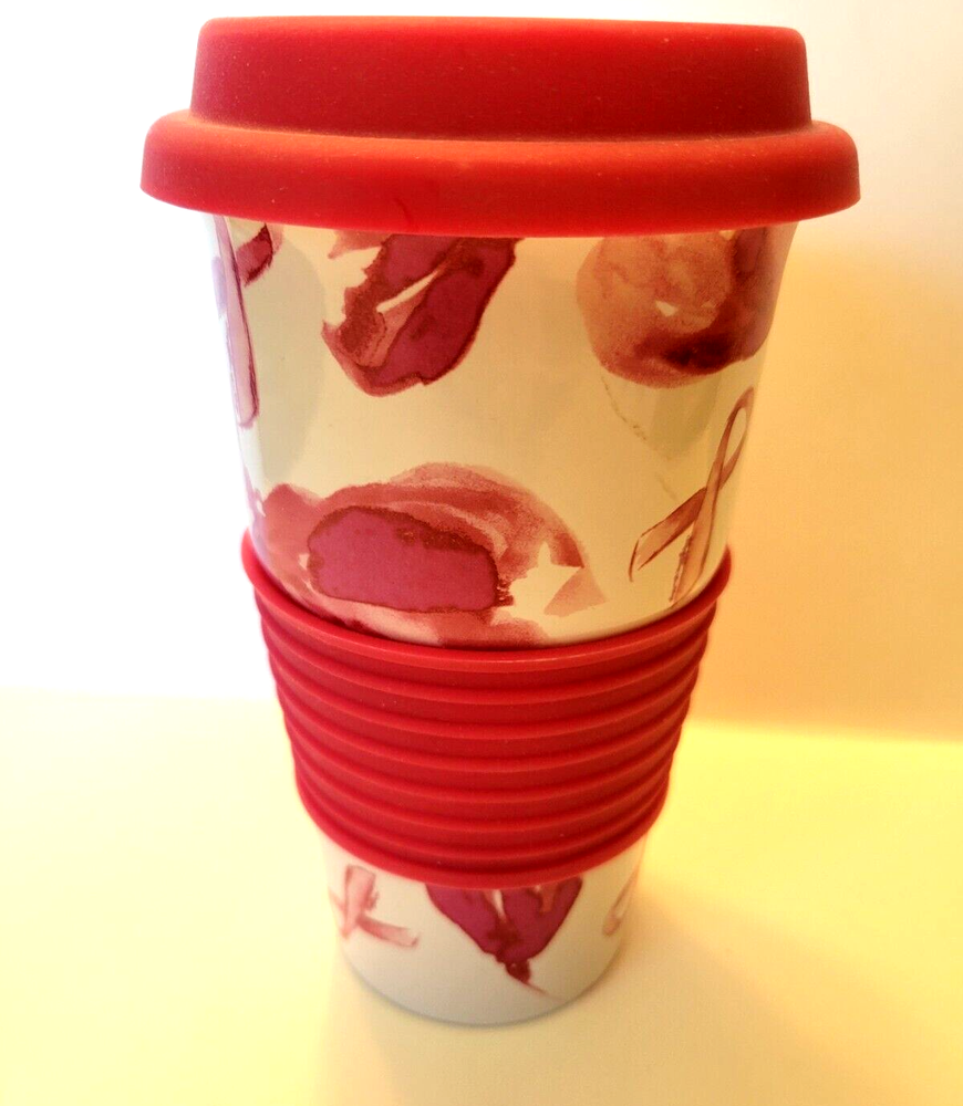 Simply VERA WANG  Breast Cancer Awareness Pink Ribbon Ceramic Coffee Mug Tumbler