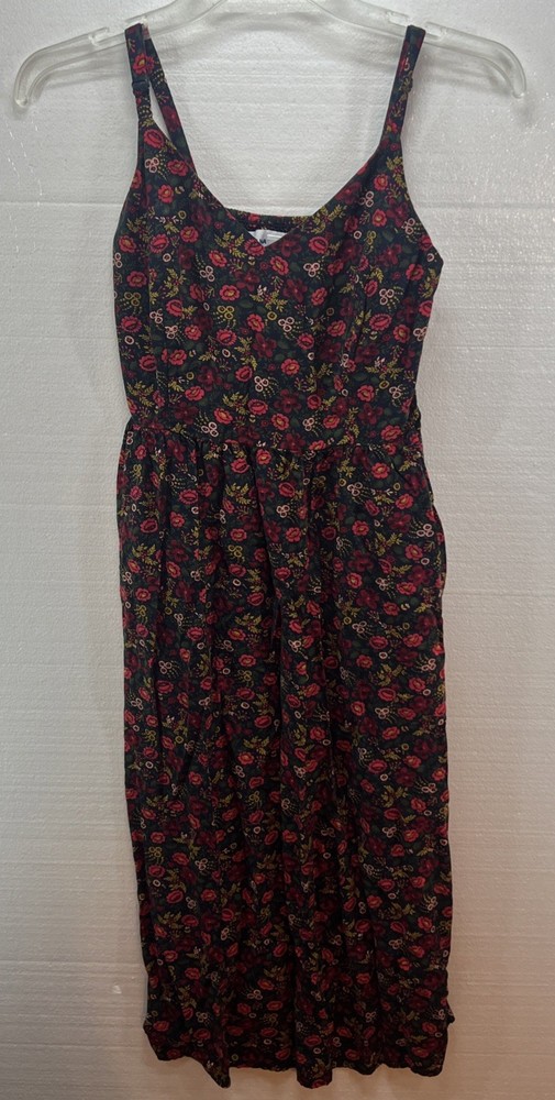 EUC Old Navy Women’s Cami Sundress Navy multi Floral Size S Spaghetti Straps Adj