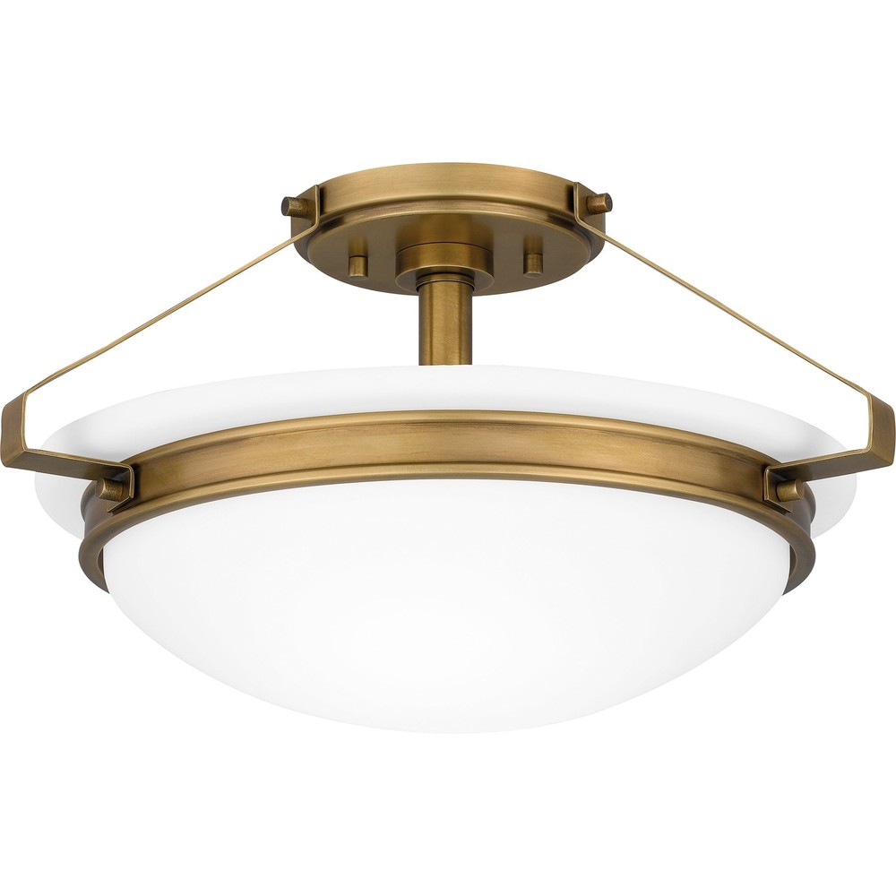Weathered Brass Elderwood 2-Light Semi-Flush Mount Lighting Fixture