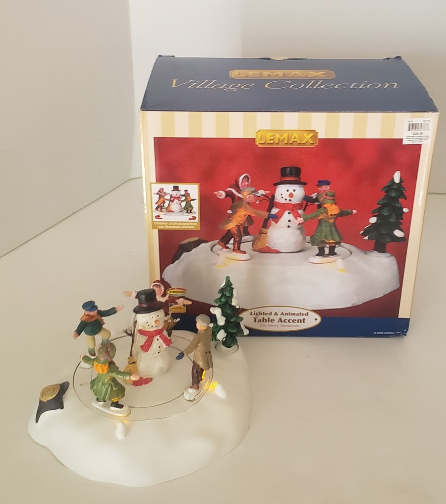 Lemax Merry Snowman Lighted Christmas Table Decor 2008 Village Collection-image